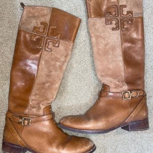 Tory Burch tan leather riding boots